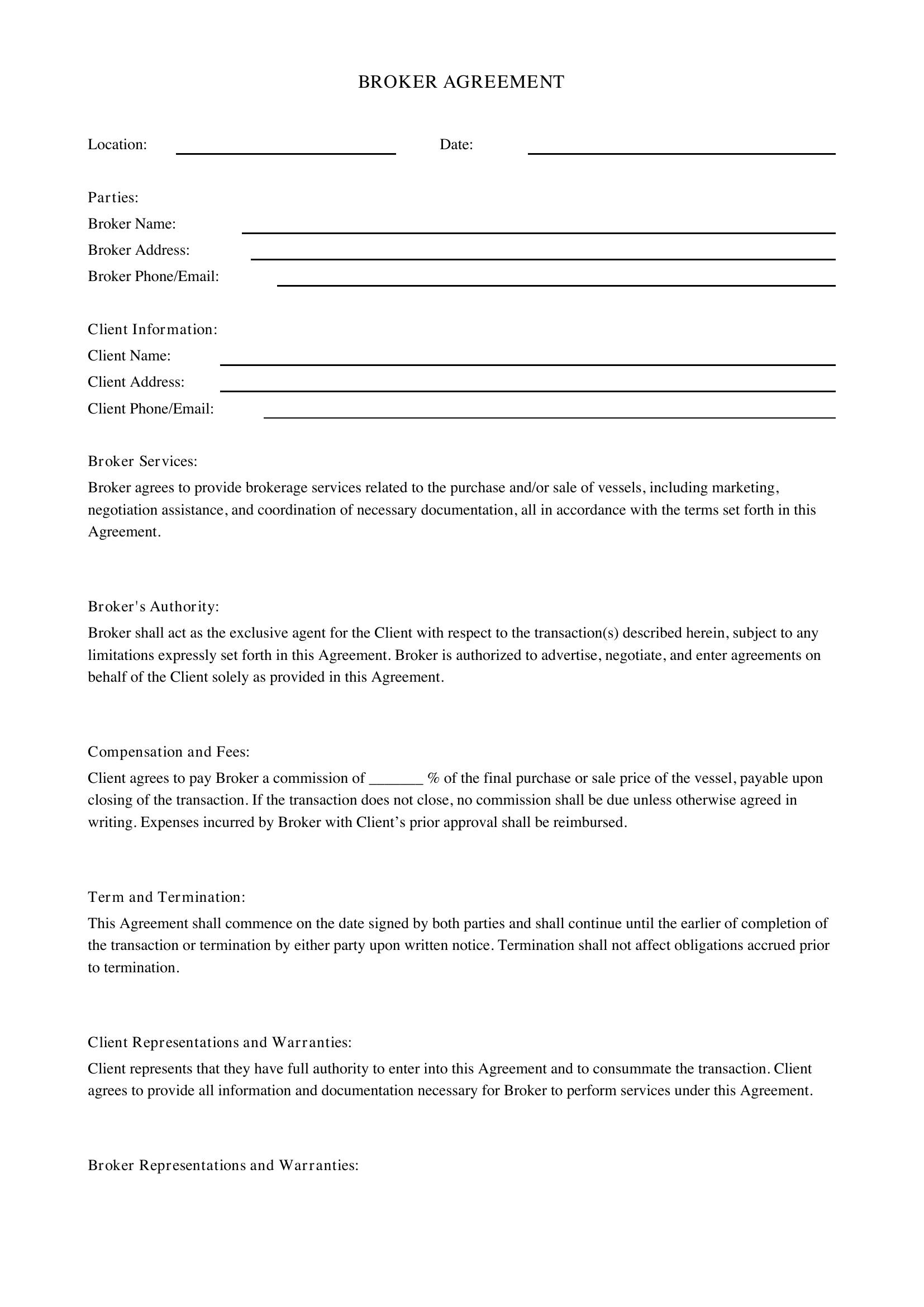Broker Agreement Template - US