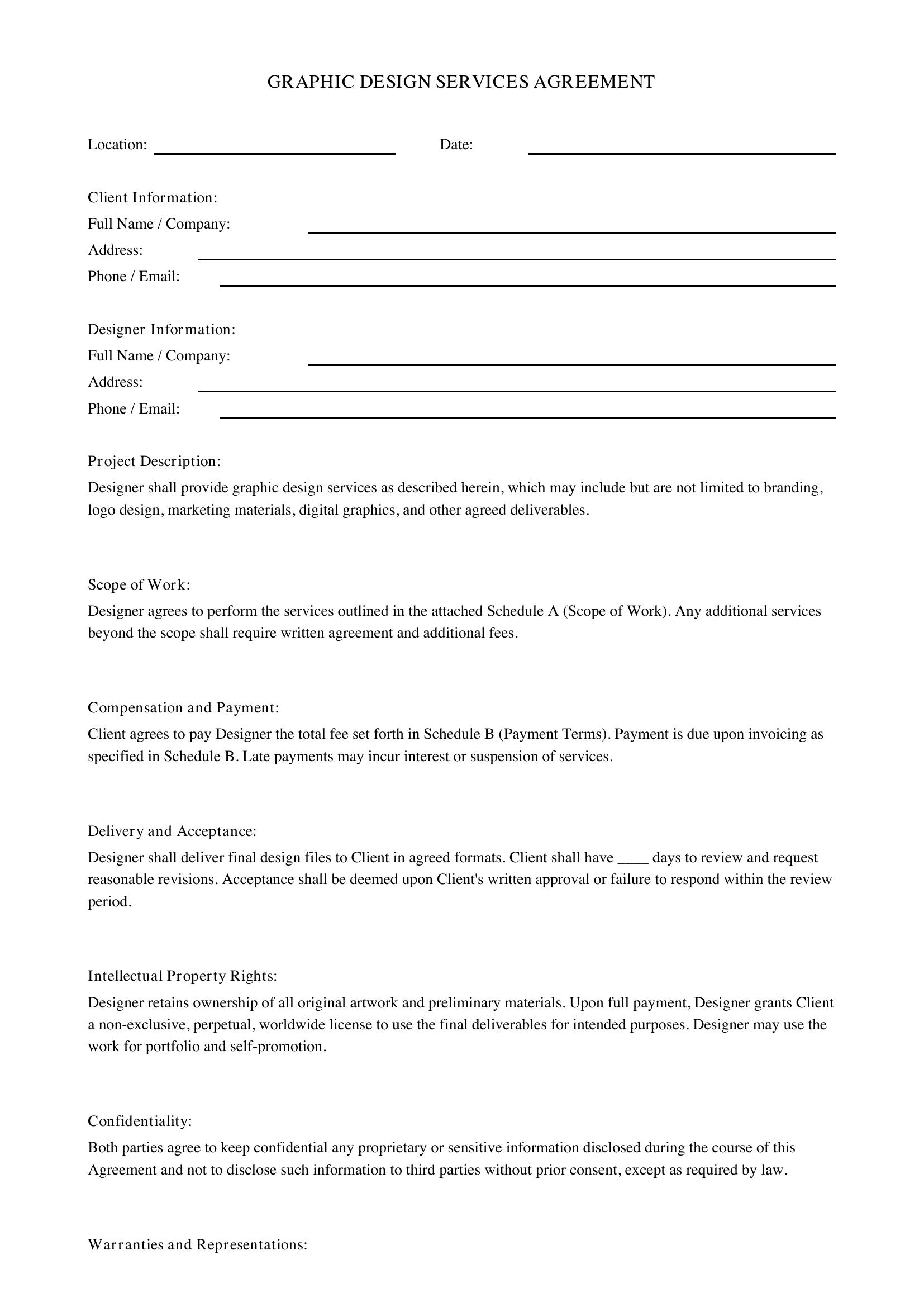 Graphic Design Agreement Template - US